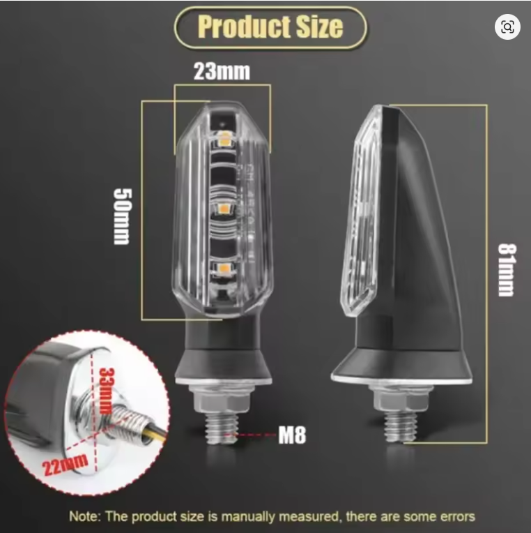 INDICATORS LED TURN SIGNAL 4PCS SMOKED FRONT - REAR M8 12V