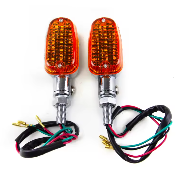 INDICATORS AMBA LENS PAIR, CHROME LOOK RECTANGULAR CASE BULB TYPE