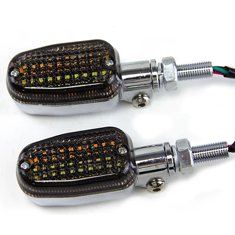 INDICATORS SMOKE LENS PAIR, CHROME LOOK RECTANGULAR CASE, BULB TYPE