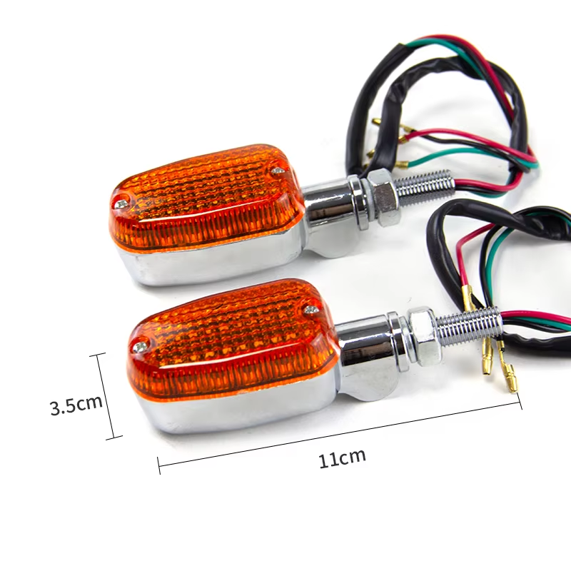 INDICATORS AMBA LENS PAIR, CHROME LOOK RECTANGULAR CASE BULB TYPE