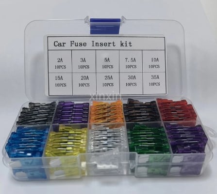 100PCS FUSES BLADE STANDARD SET 2A 3A 5A 7.5A 10A 15A 20A 25A 30A 35A