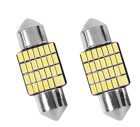 (Pack of 2) 12 White LED Bulb 12V 36mm COB Dome Festoon C5W DC 6411 6413 6418