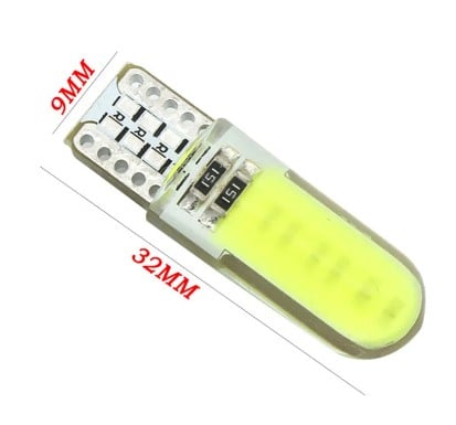 BULB 12V LED CAPLESS PACK 10 SILICONE GEL COB CAR LIGHT T10 W5W 5730 WEDGE