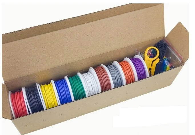 Wire 10 Colors 18 Gauge 16amp Silicone Electrical Wire 5Mtr Each 18 AWG Stranded Tinned Copper Hookup Wire Kit with Tools