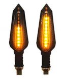 2Pcs TURN SIGNALS INDICATOR  FLOWING 12 LED LIGHT AMBER BLINKER 12V M10 APPROVED E-MARK E24