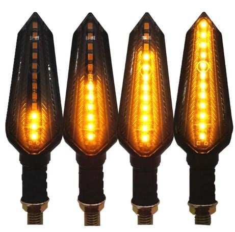 2Pcs TURN SIGNALS FLOWING 12 LED LIGHT INDICATOR AMBER BLINKER 12V M10 APPROVED E-MARK E24