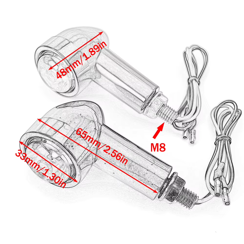 INDICATORS LED 4PCS FRONT REAR AMBER 12V DC VINTAGE SHORT LONG UNIVERSAL TURN SIGNALS