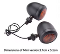 INDICATORS MINI BULLET LED PAIR UNIVERSAL FRONT REAR AMBER 12V BLACK 10mm 3.7cm X 5.1cm TURN SIGNALS