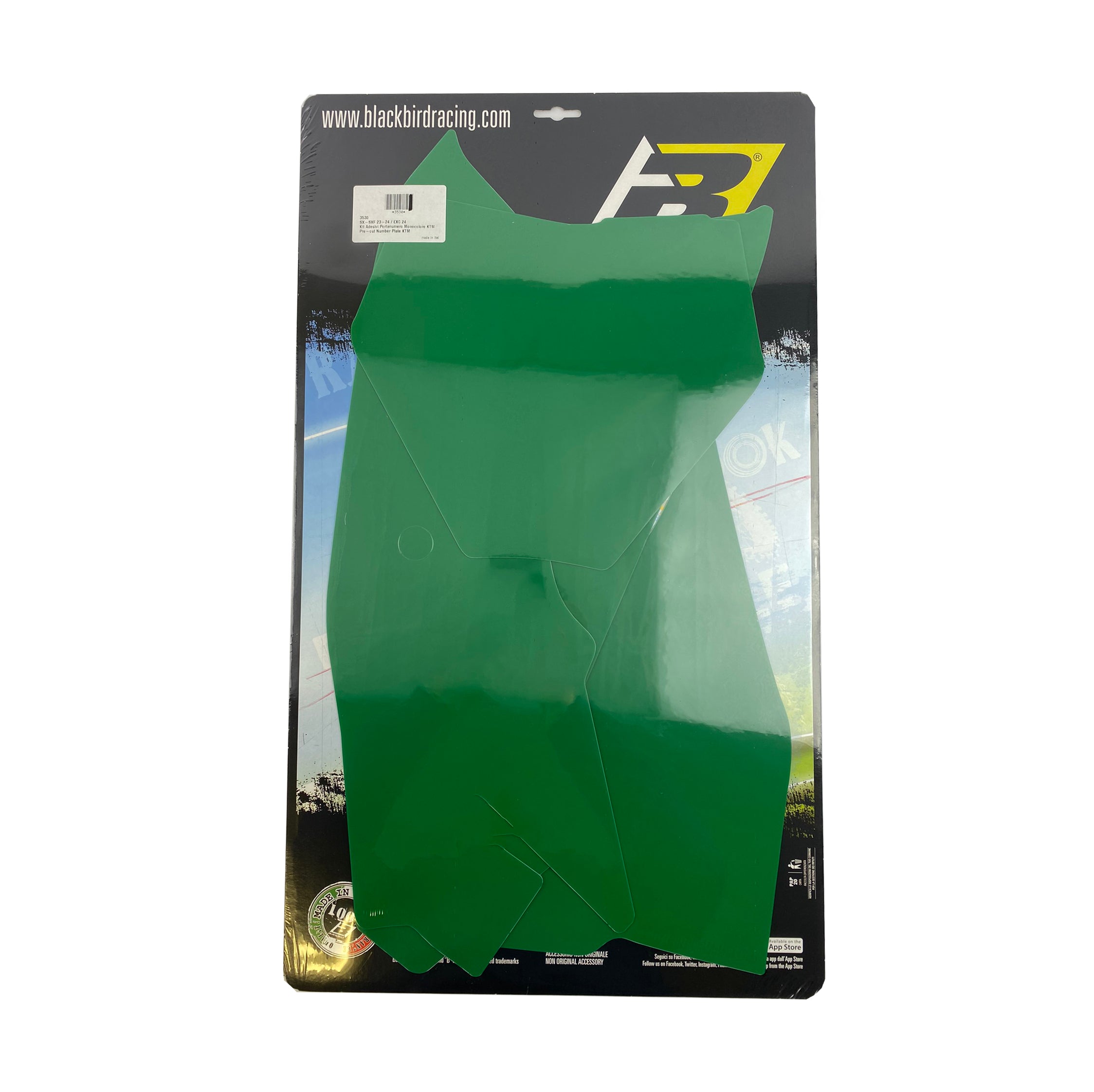SX/SX-F 2023-25 KTM PRE CUT, BLACKBIRD 3530/30 GREEN, NUMBER BOARD BACKGROUNDS