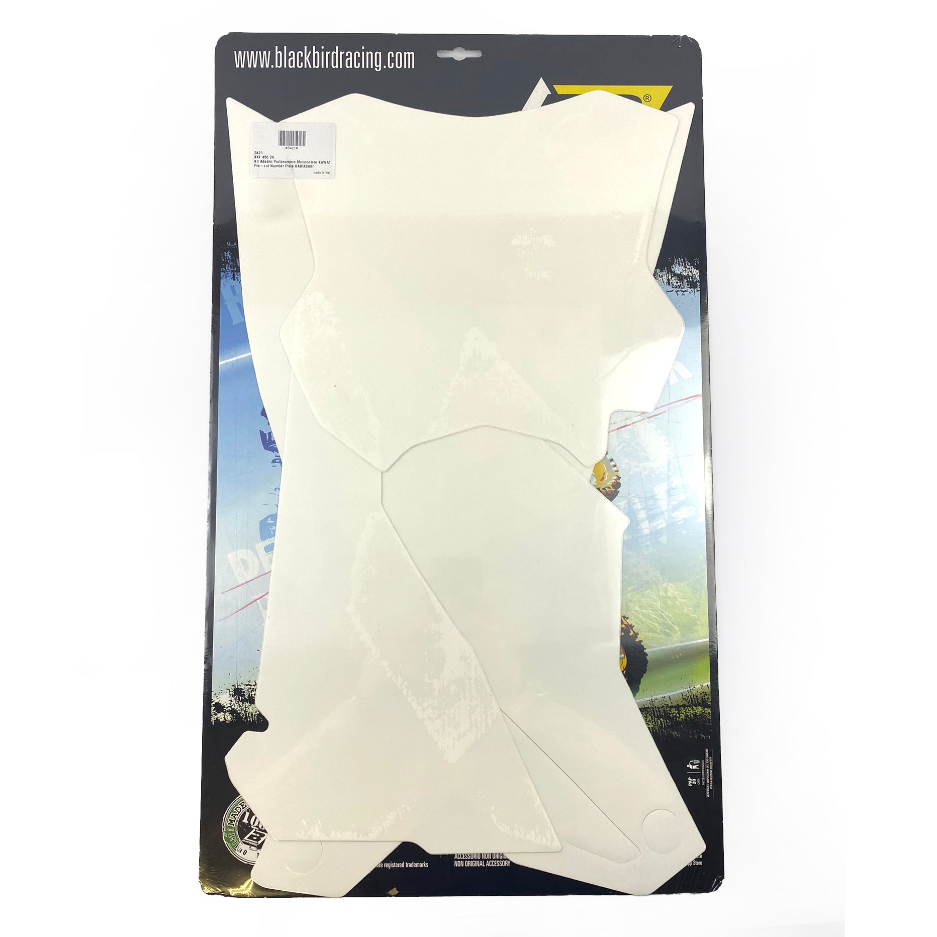 KXF 450 2024 KAWASAKI PRE CUT, BLACKBIRD 3421/10 WHITE NUMBER BOARD BACKGROUNDS