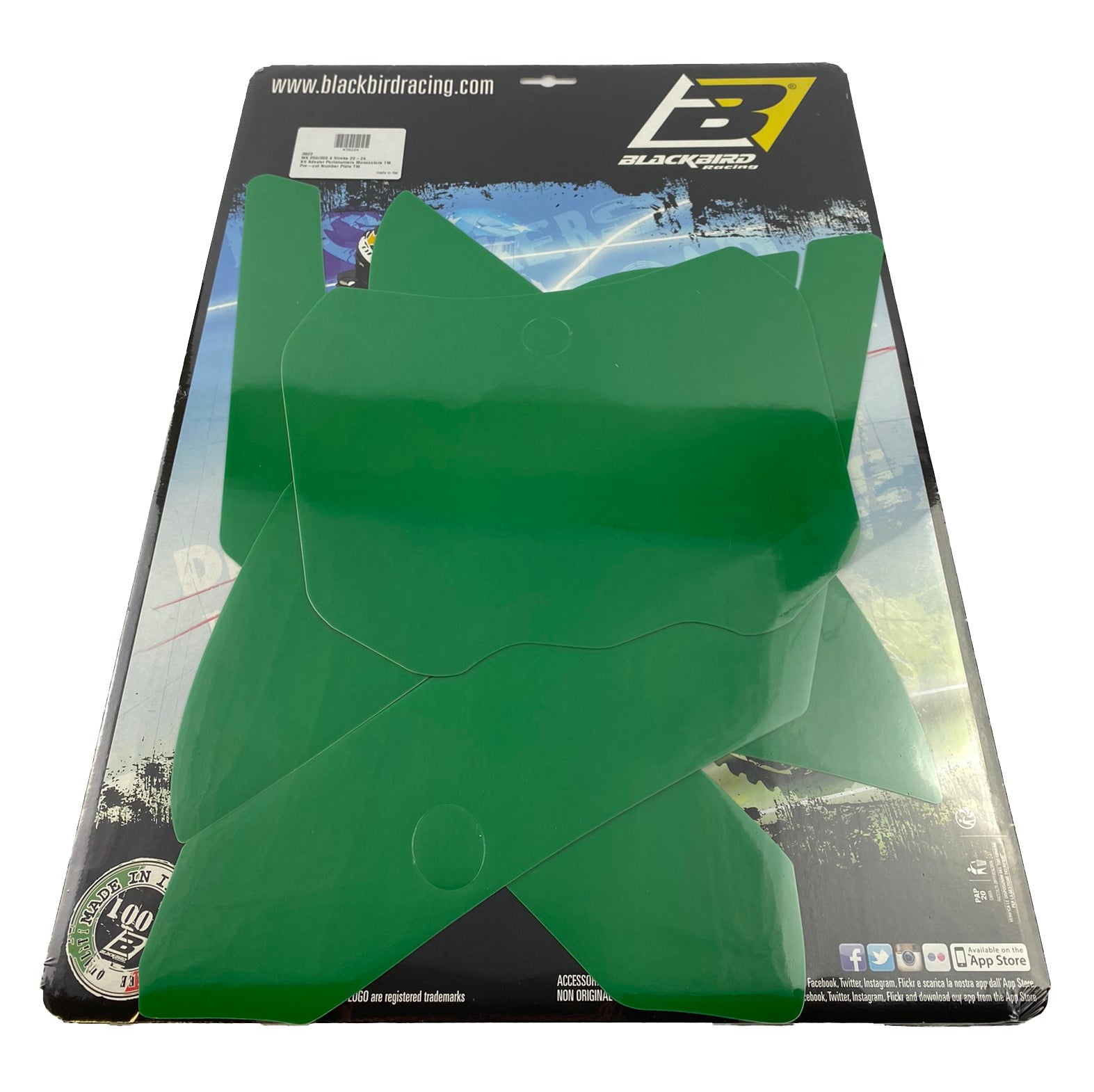 TM MX 4-STROKE 250-300 2022-25 PRE CUT BACKGROUNDS, BLACKBIRD 3822/30 GREEN NUMBER BOARDS