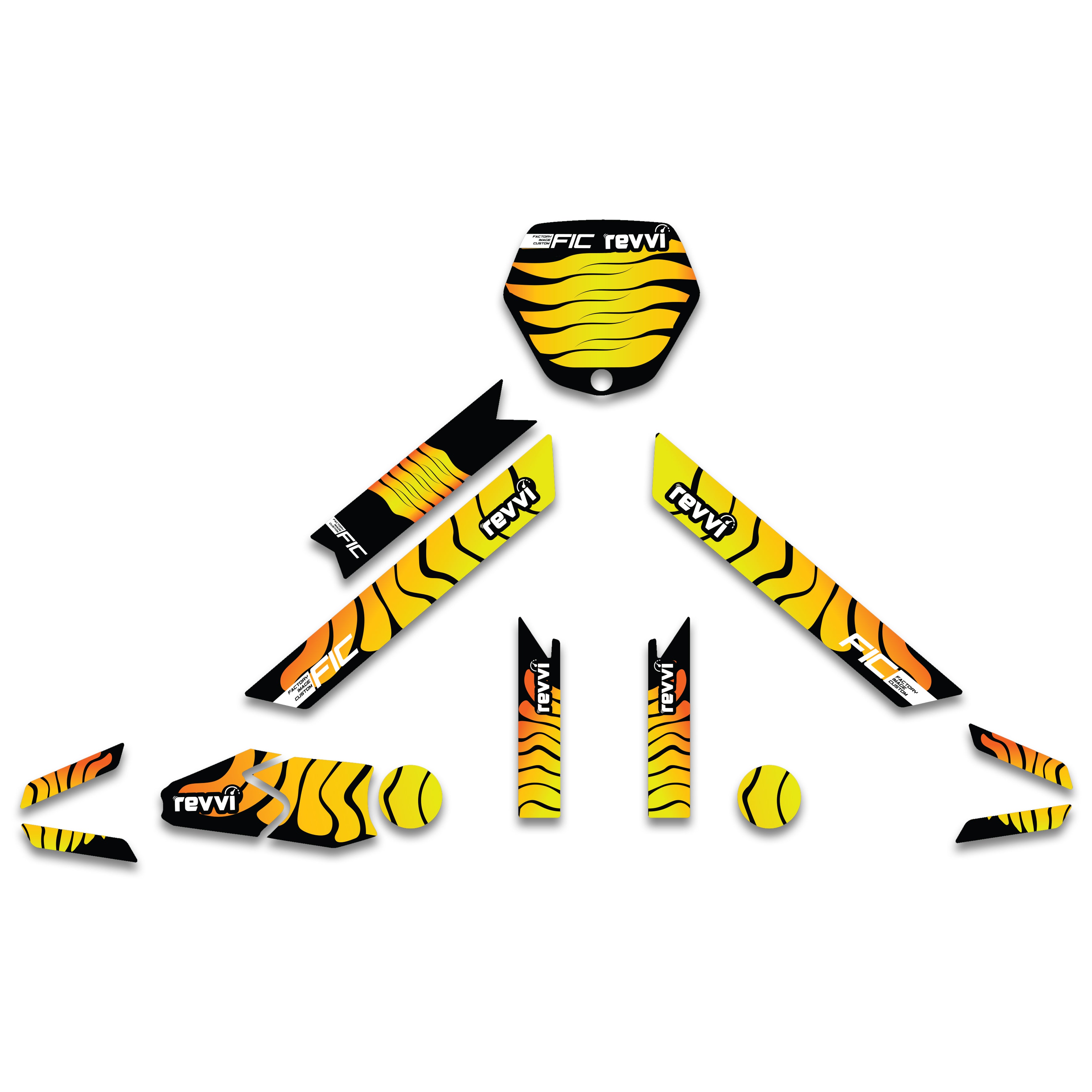 REVVI 16 GRAPHICS KIT YELLOW ORANGE DESIGN