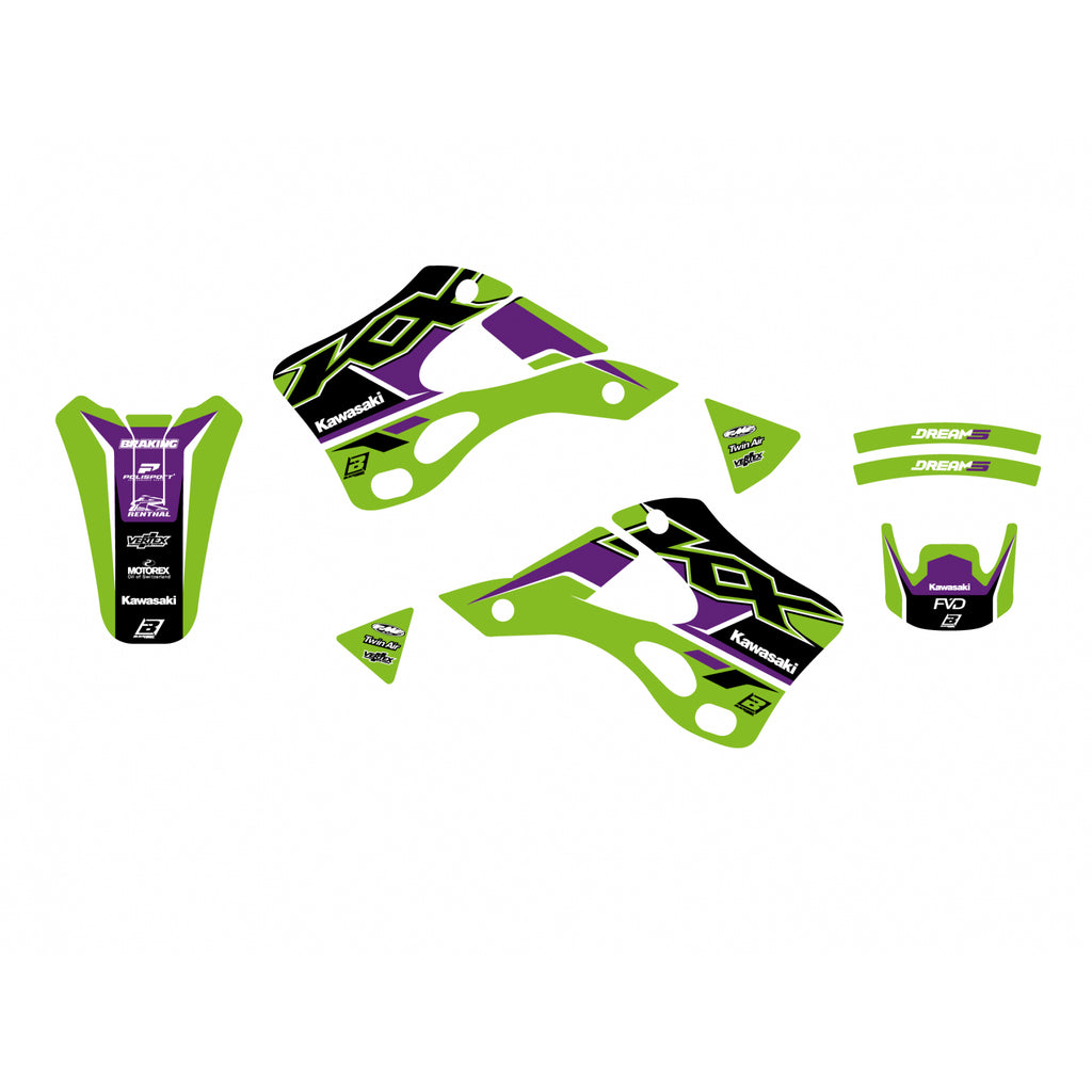 99-02 KX125/250 DREAM-5, BLACKBIRD DECAL KIT 2409AB