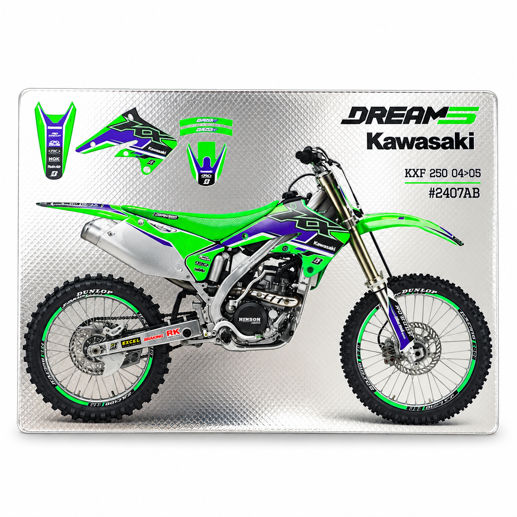 04-05 KXF250 DREAM 5 CHROME EFX GRAPHICS, BLACKBIRD 2407ABCRO