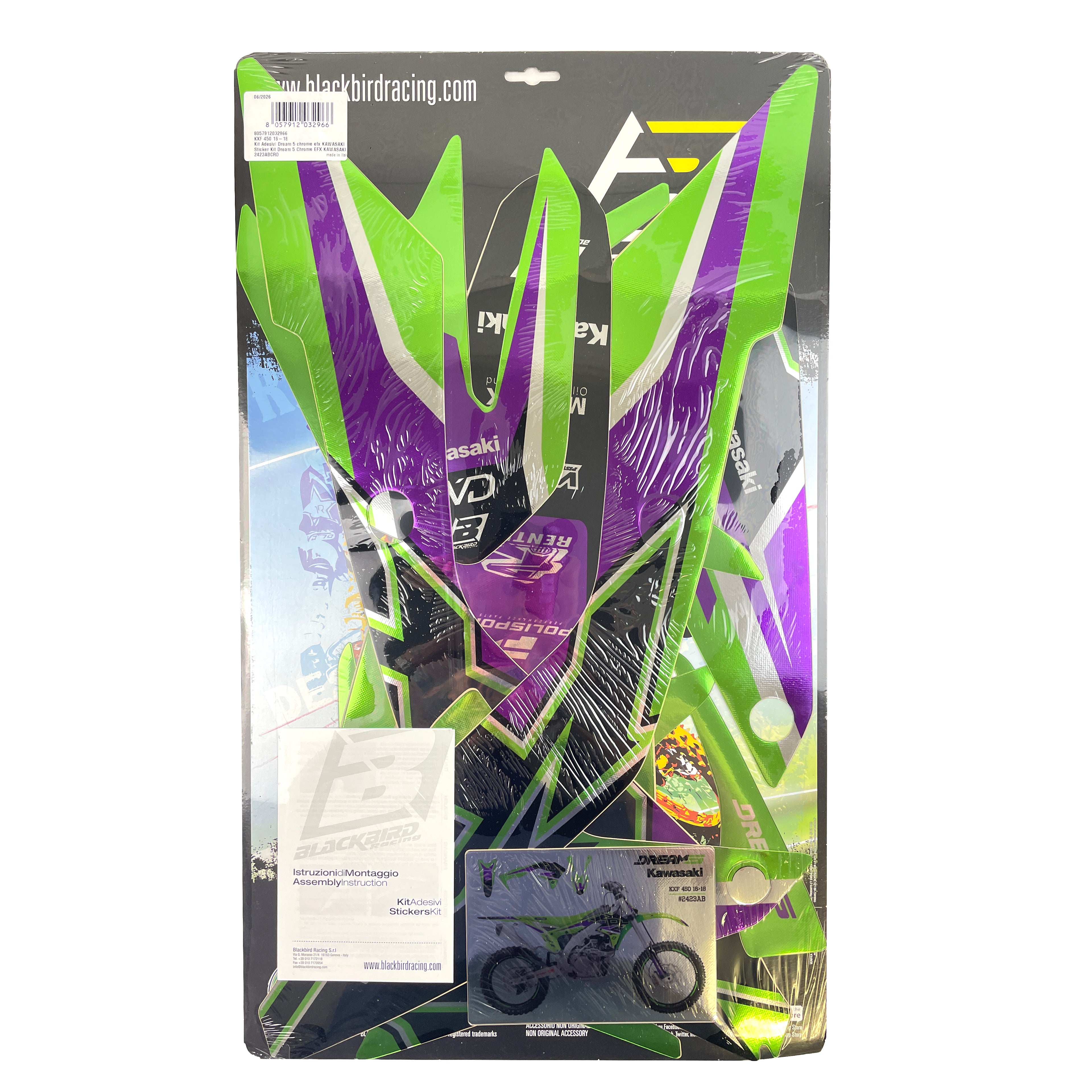 16-18 KXF450 DREAM 5 CHROME EFX GRAPHICS, BLACKBIRD 2423ABCRO