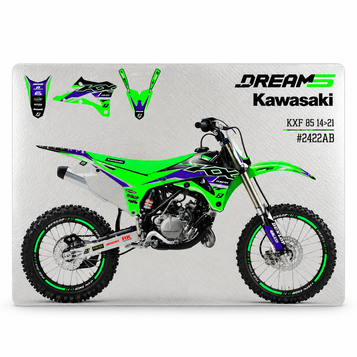 14-21 KX85 DREAM 5 CHROME EFX GRAPHICS, BLACKBIRD 2422ABCRO