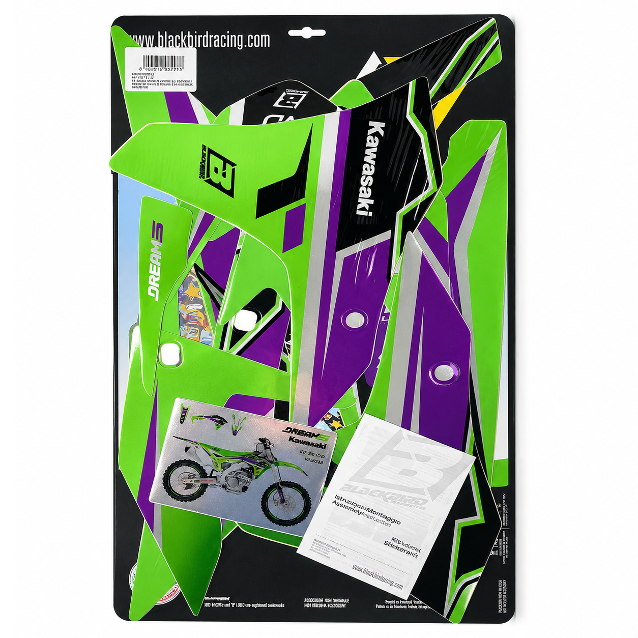 17-20 KXF250 DREAM 5 CHROME EFX GRAPHICS, BLACKBIRD 2424ABCRO