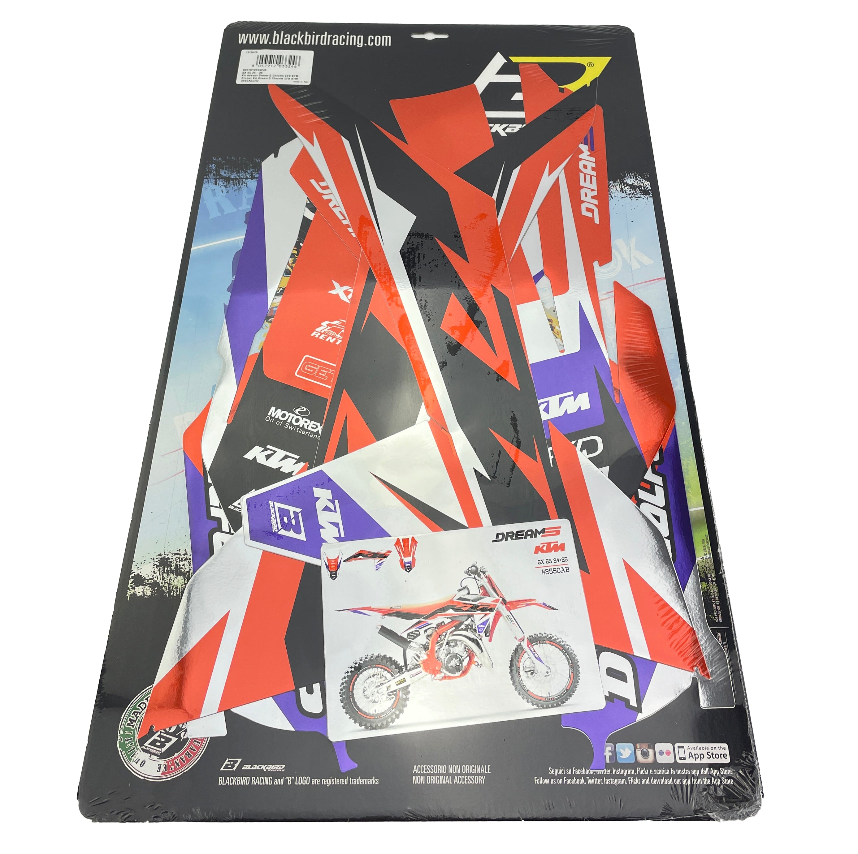 24-25 KTM SX 65 DREAM 5 CHROME DECALS, BLACKBIRD 2550ABCRO