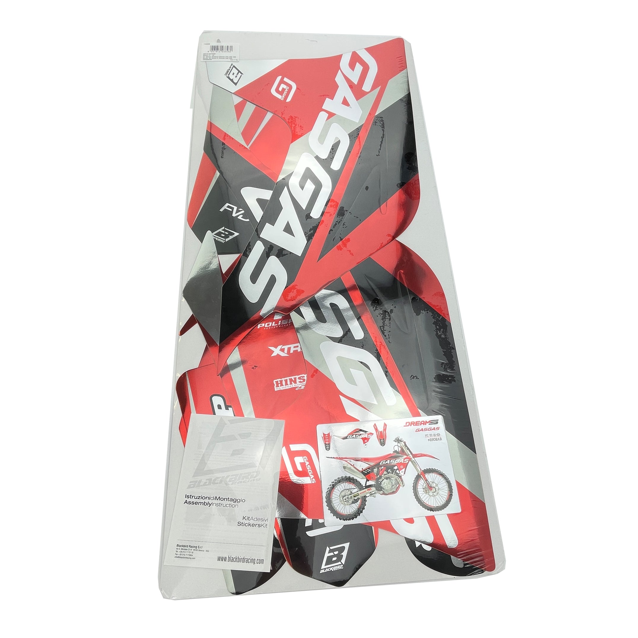 21-23 EC/MC GASGAS DREAM5  CHROME GRAPHICS, BLACKBIRD 2908ABCRO DECAL KIT