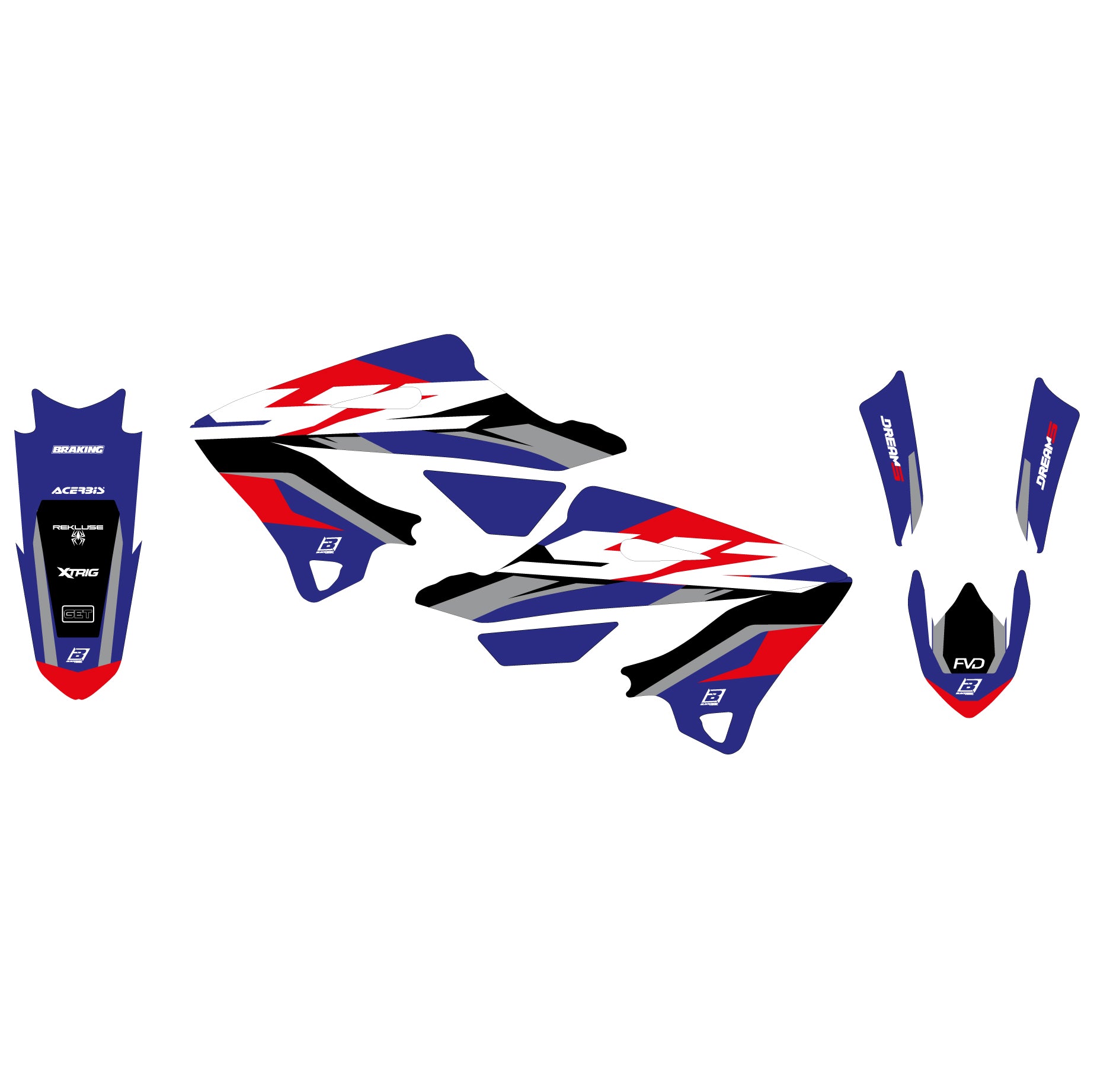 22-25 YZ125/250 DREAM 5 DECALS, BLACKBIRD 2250AB
