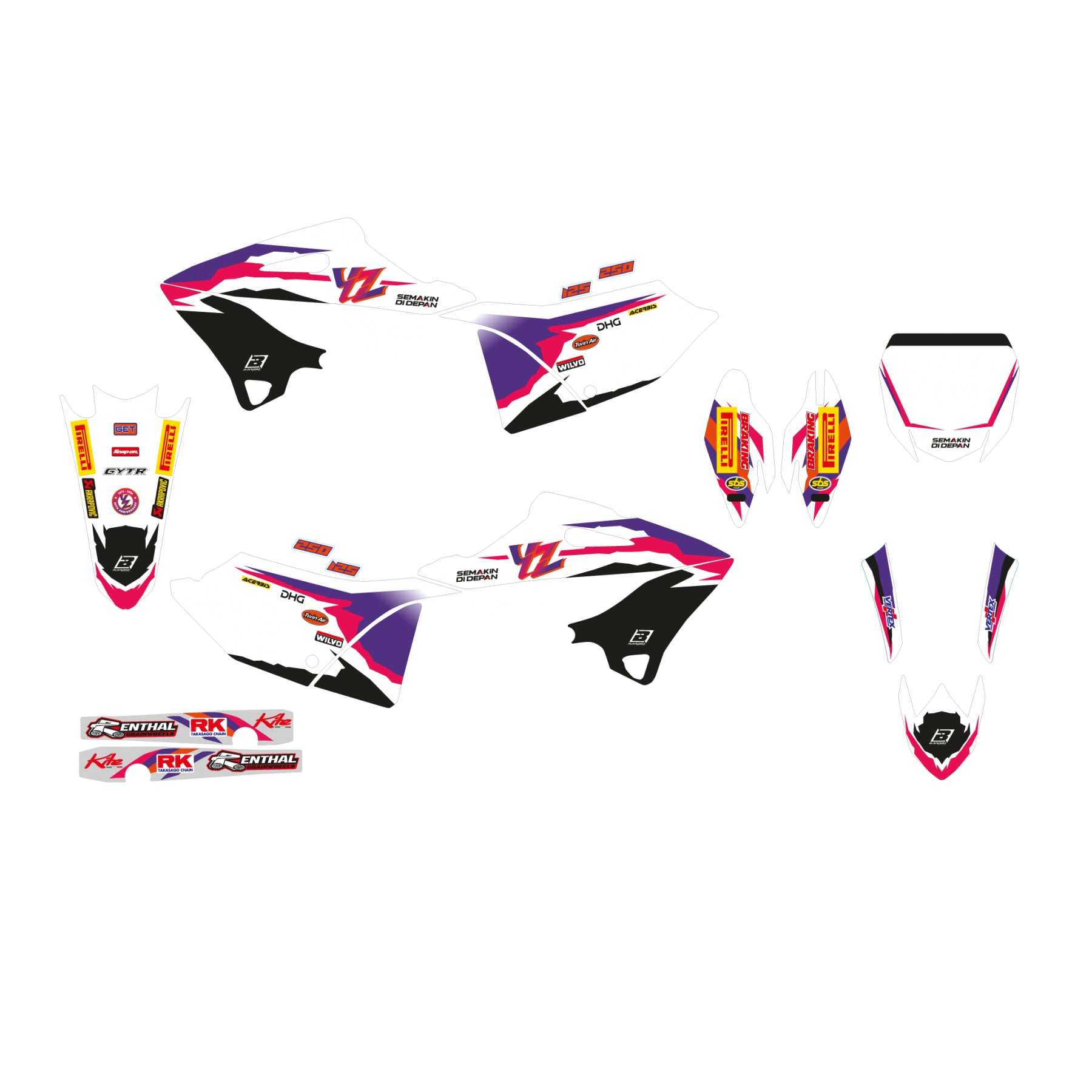 YZ125/250 REPLICA YAMAHA FACTORY, BLACKBIRD 2250R11/01 2022-25 GRAPHIC KIT