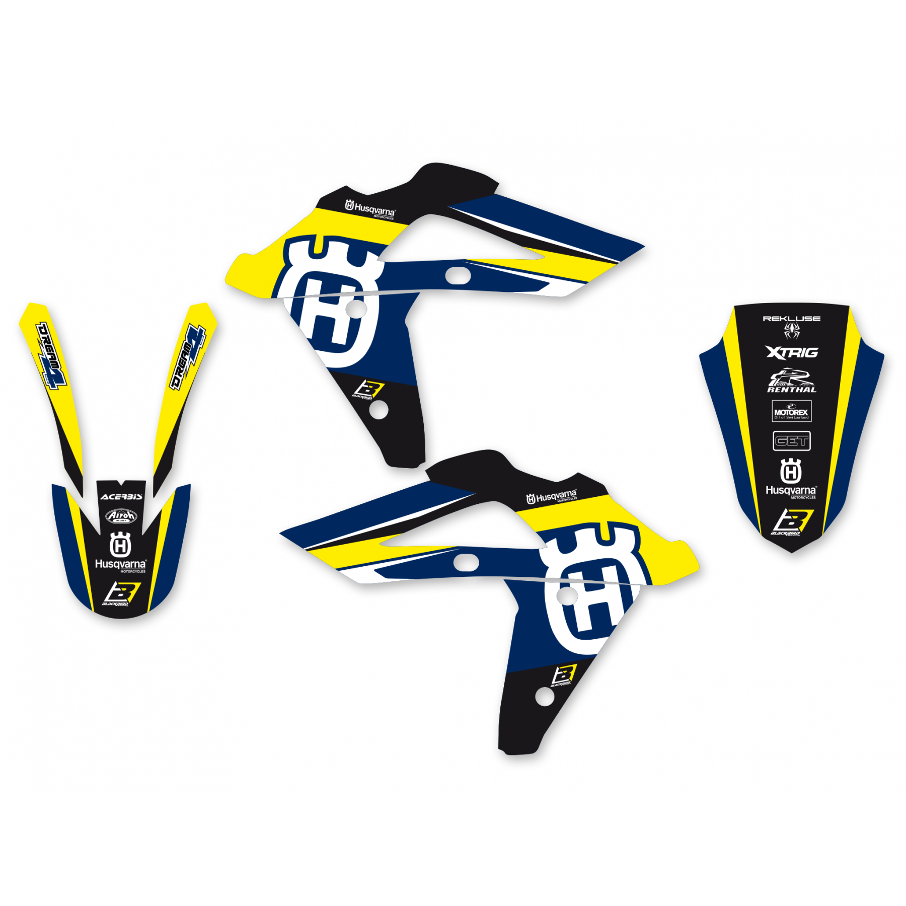 05-07 HUSKY DREAM-4 YELLOW, BLACKBIRD DECAL KIT 2605N/02, HUSQVARNA TE/TC