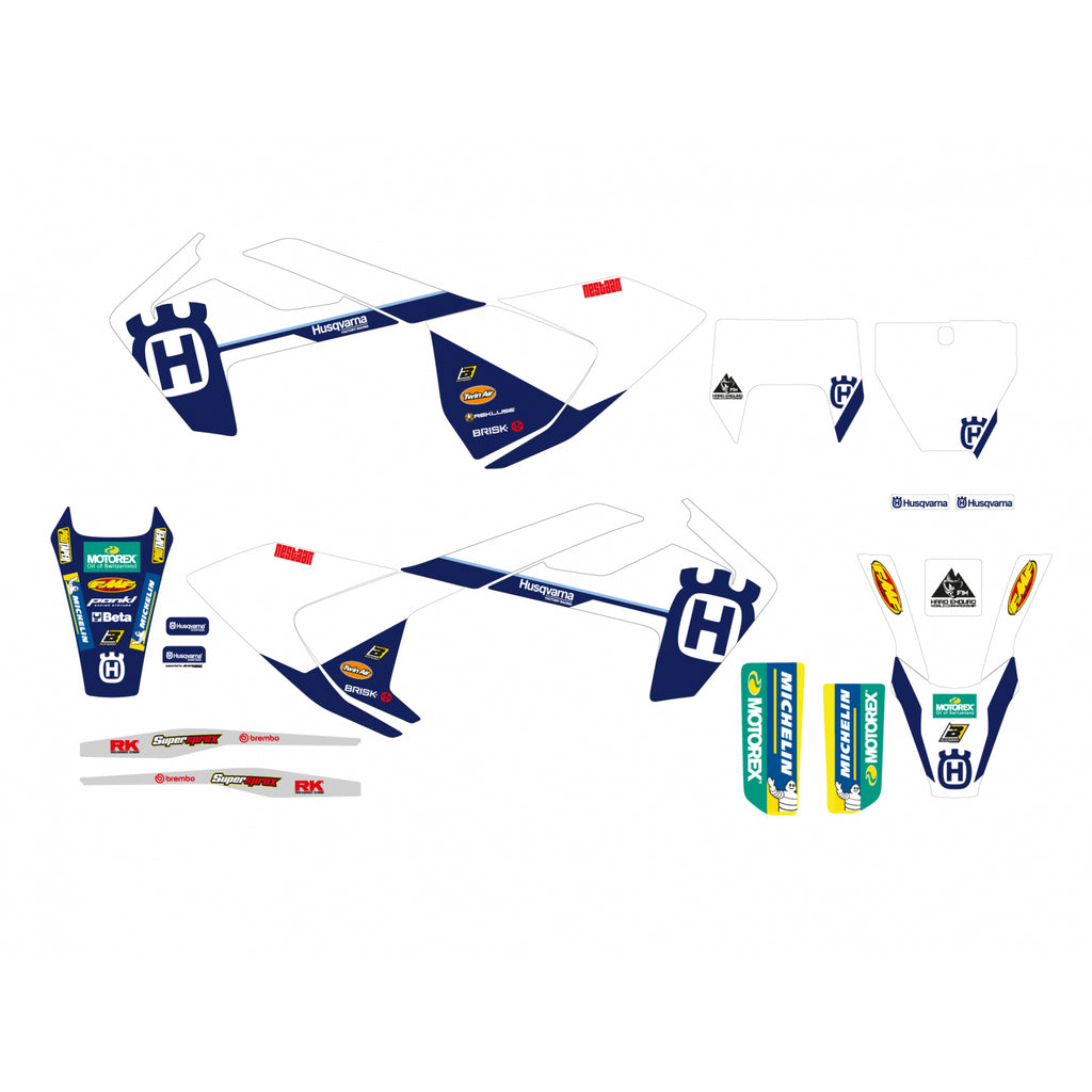 16-18 FC/TC 17-19 TE/FE HUSQVARNA FACTORY REPLICA, BLACKBIRD DECAL KIT 2612R8