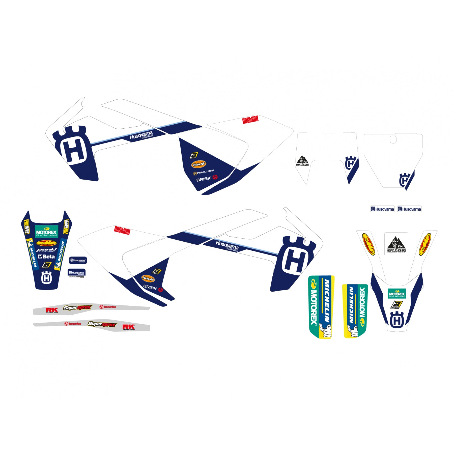 16-18 FC/TC 17-19 TE/FE HUSQVARNA FACTORY REPLICA, BLACKBIRD DECAL KIT 2612R8