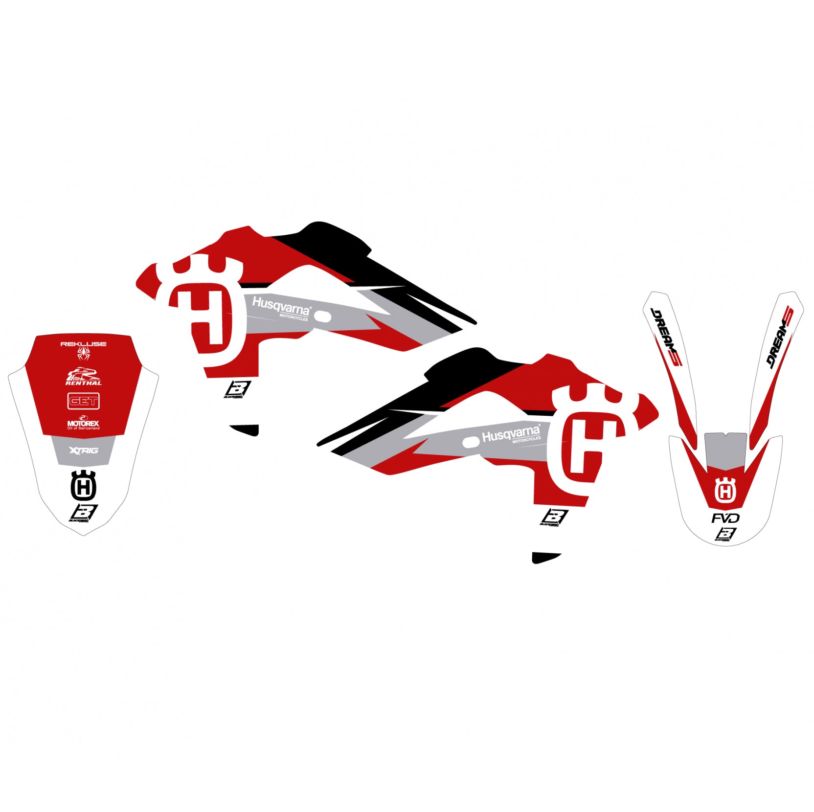 08-13 HUSKY DREAM 5 RED, BLACKBIRD DECAL KIT 2608AB, HUSQVARNA TE TC, CR WR