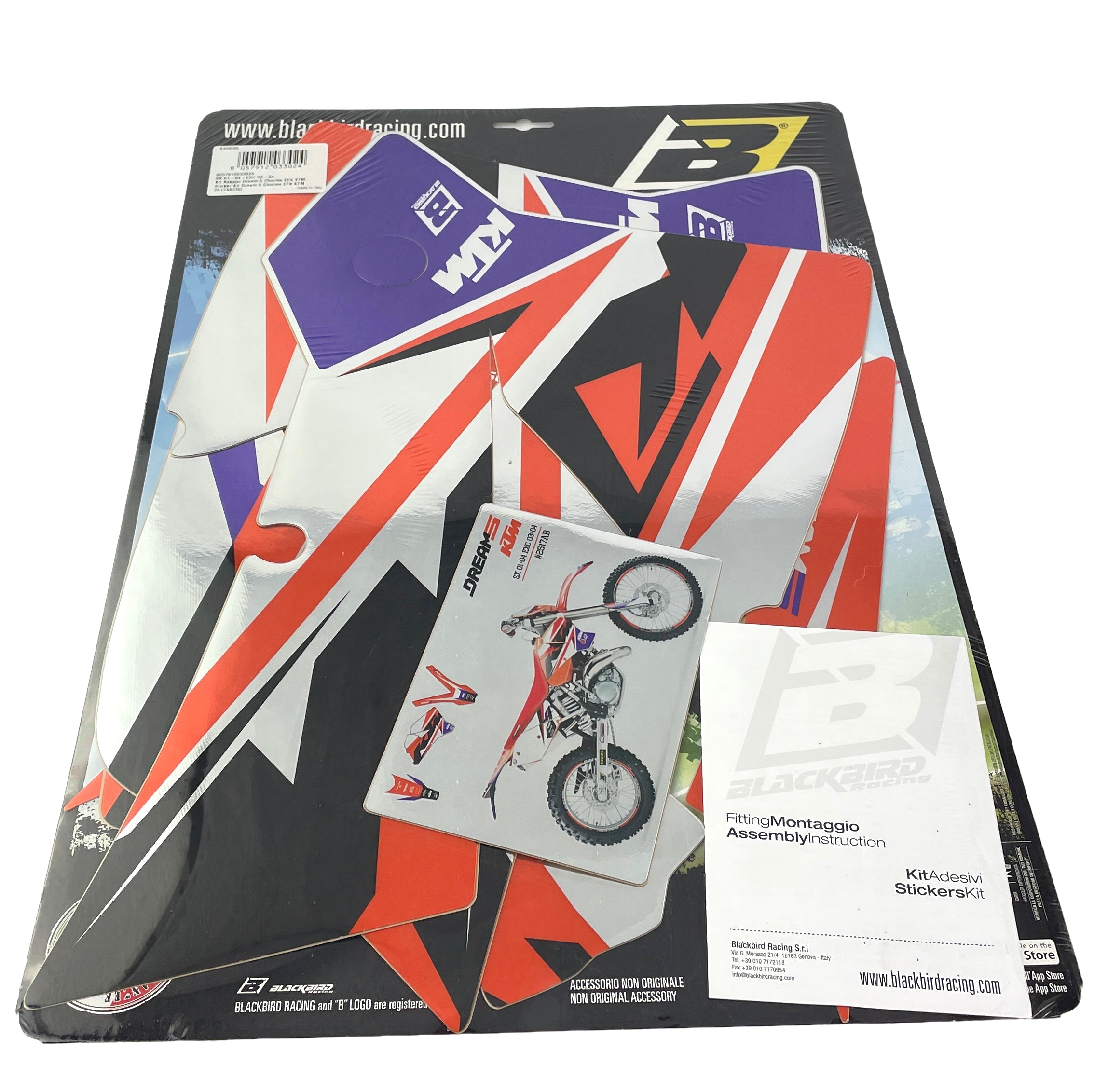 01-04 SX 03-04 EXC KTM DREAM 5 CHROME EFX GRAPHICS, BLACKBIRD 2517ABCRO