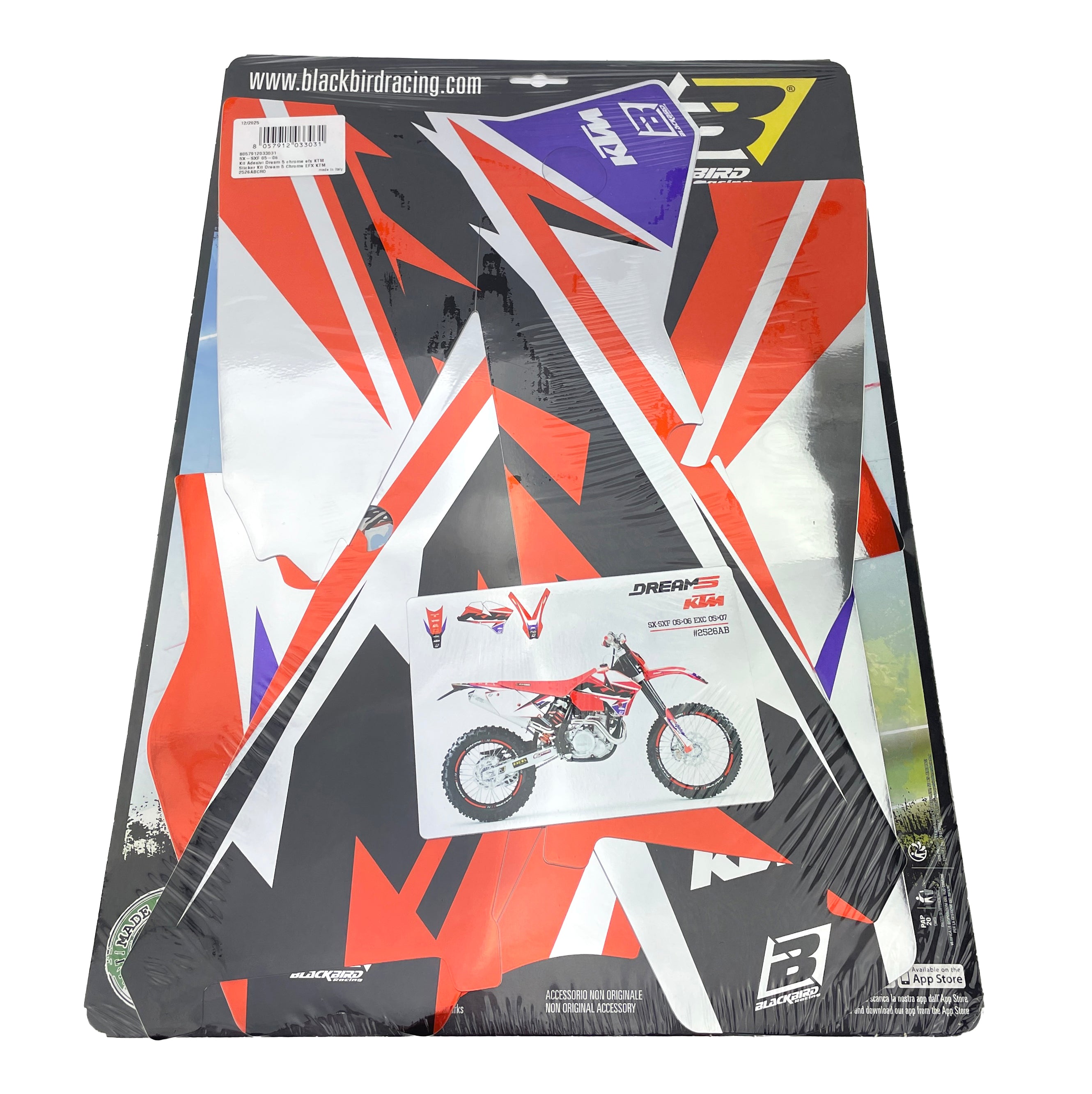 05-06 SX/SXF 05-07 EXC KTM DREAM 5 CHROME EFX GRAPHICS, BLACKBIRD 2526ABCRO