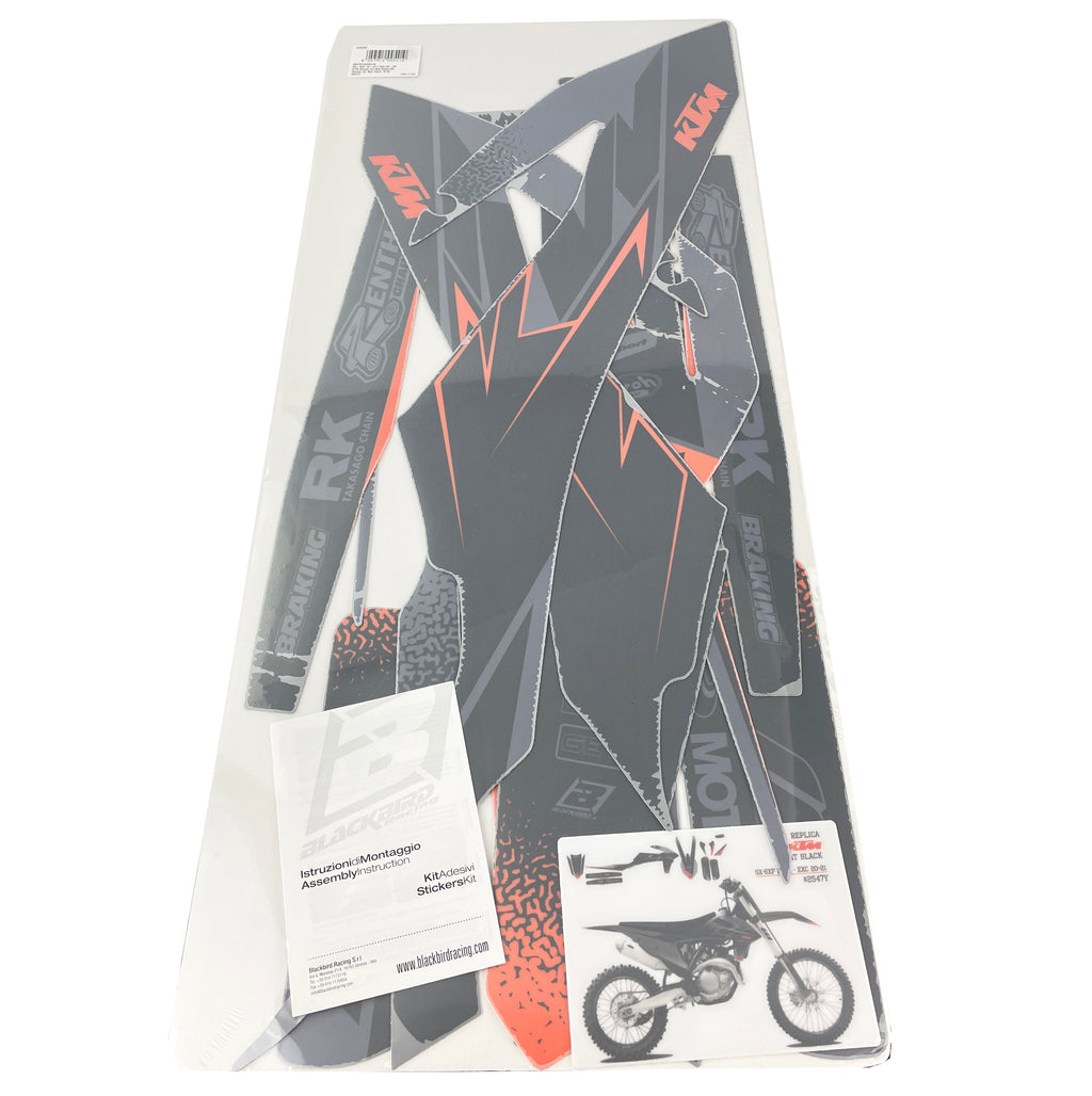 19-22 SX/SXF 20-23 EXC, KTM MATT BLACK DECALS, BLACKBIRD 2547Y