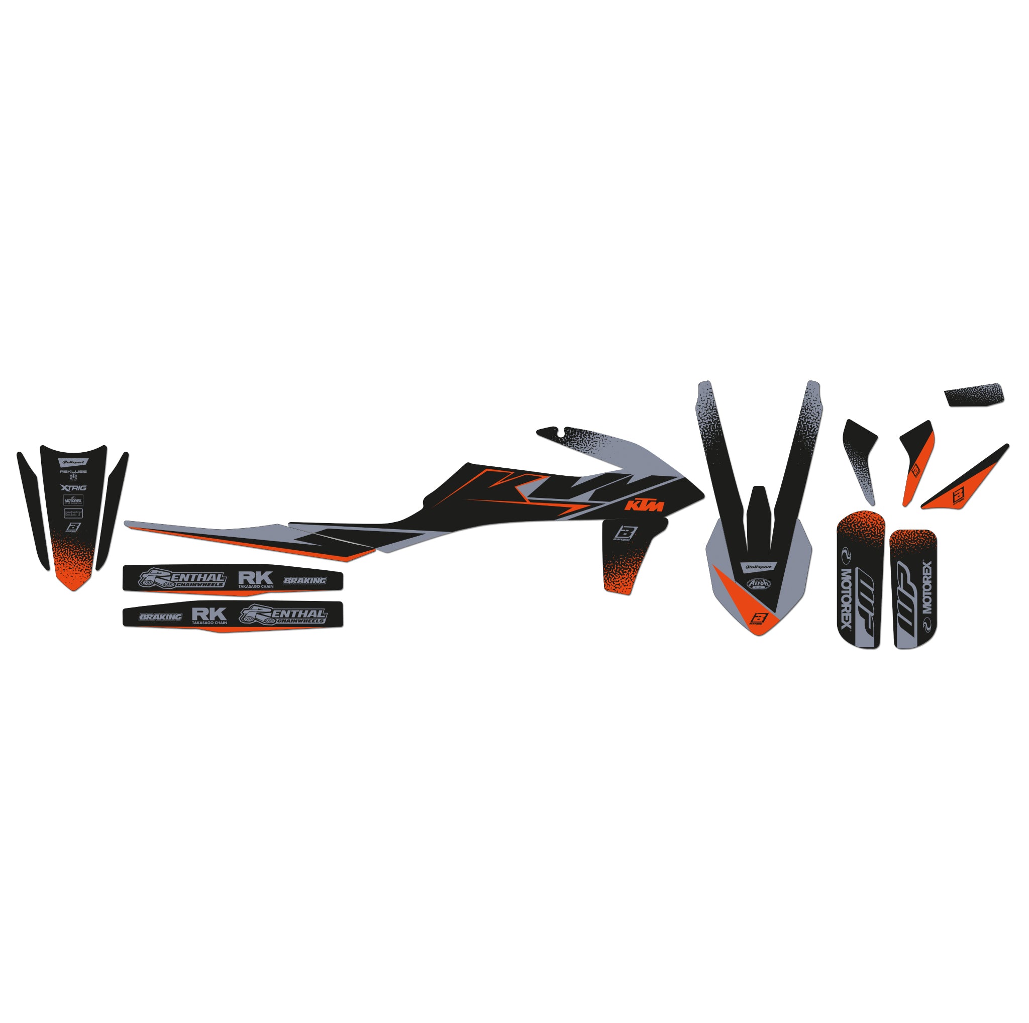 19-22 SX/SXF 20-23 EXC, KTM MATT BLACK DECALS, BLACKBIRD 2547Y