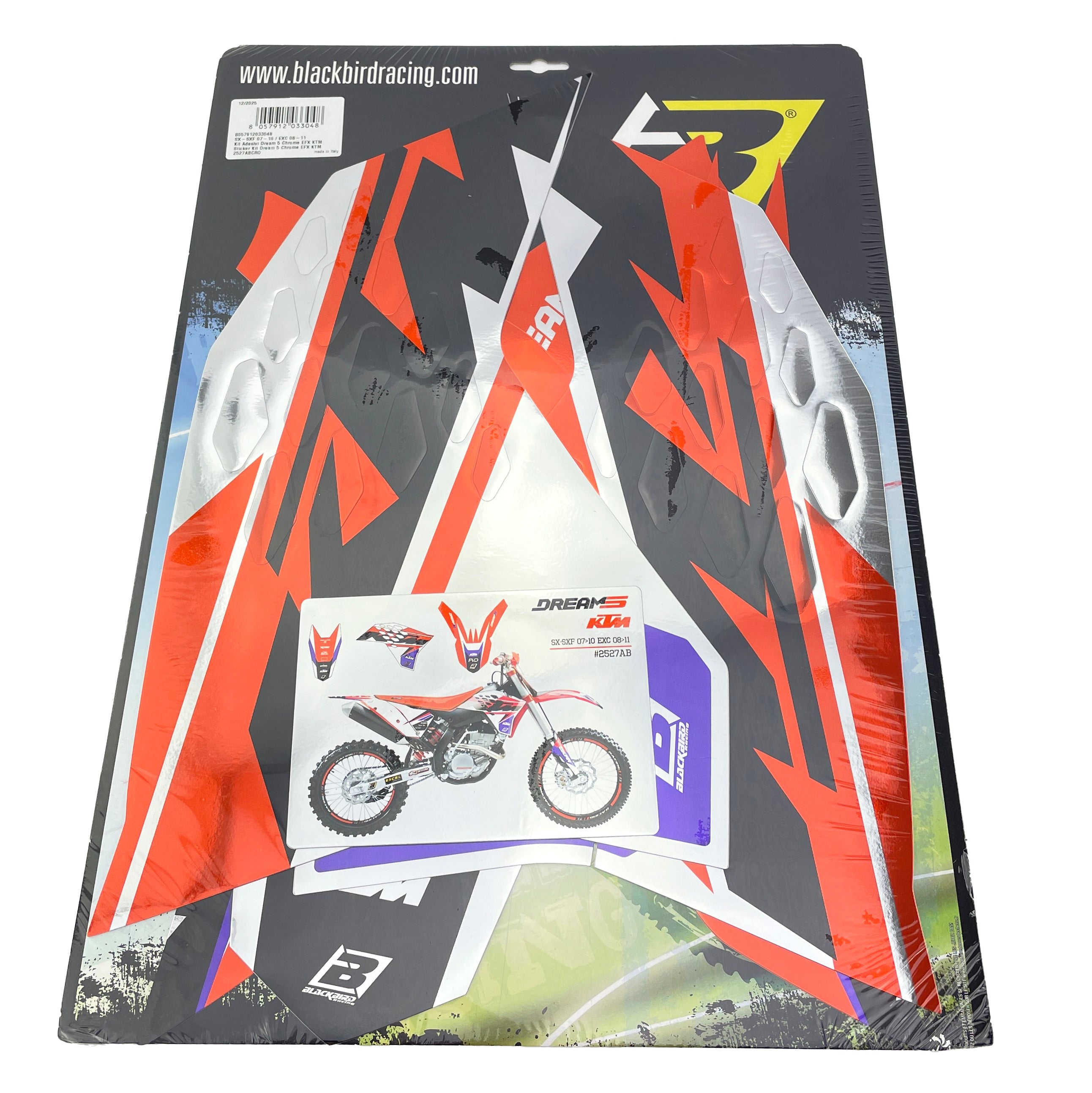 07-10 SX/SXF 08-11 EXC KTM DREAM 5 CHROME EFX DECALS, BLACKBIRD 2527ABCRO