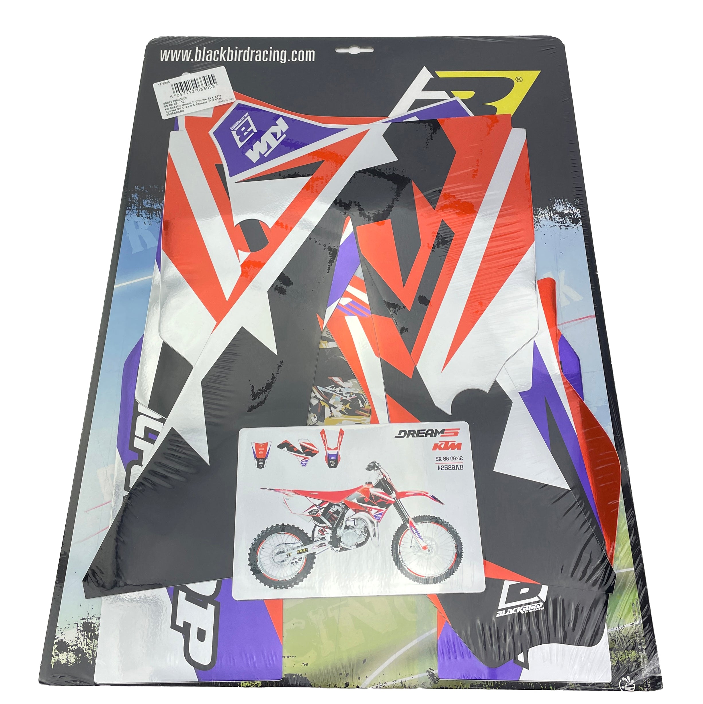 06-12 SX85 KTM DREAM 5 CHROME EFX GRAPHICS, BLACKBIRD DECAL 2529ABCRO