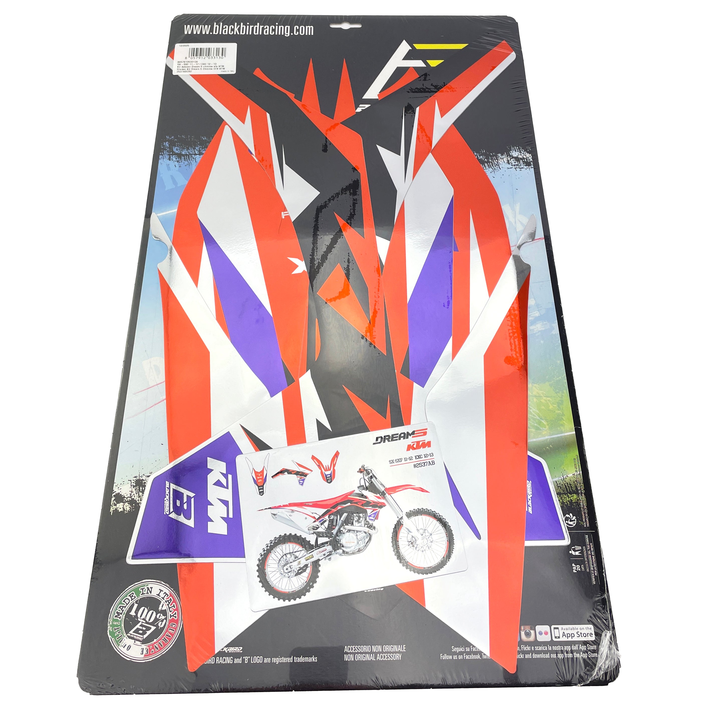 11-12 SX/SXF 12-13 EXC KTM DREAM 5 CHROME EFX GRAPHICS, BLACKBIRD 2537ABCRO