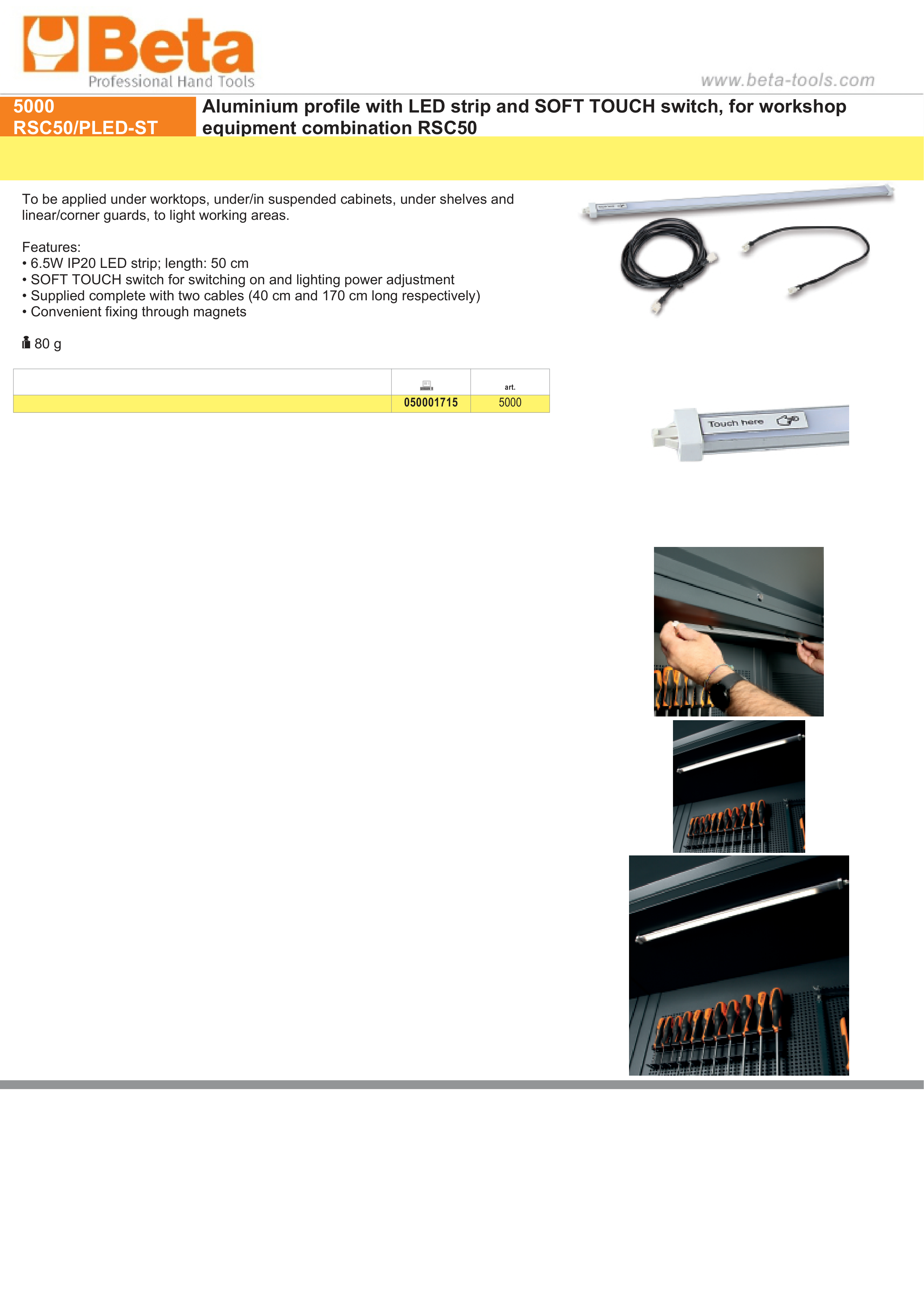 ALUMINIUM PROFILE LED STRIP SWITCH BETA 5000 RSC50-PLED-ST 6.5W IP20