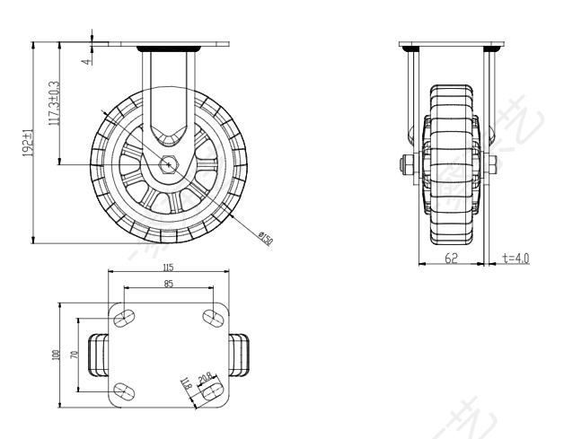 CASTOR WHEEL HEAVY DUTY 6 FIXED - EACH