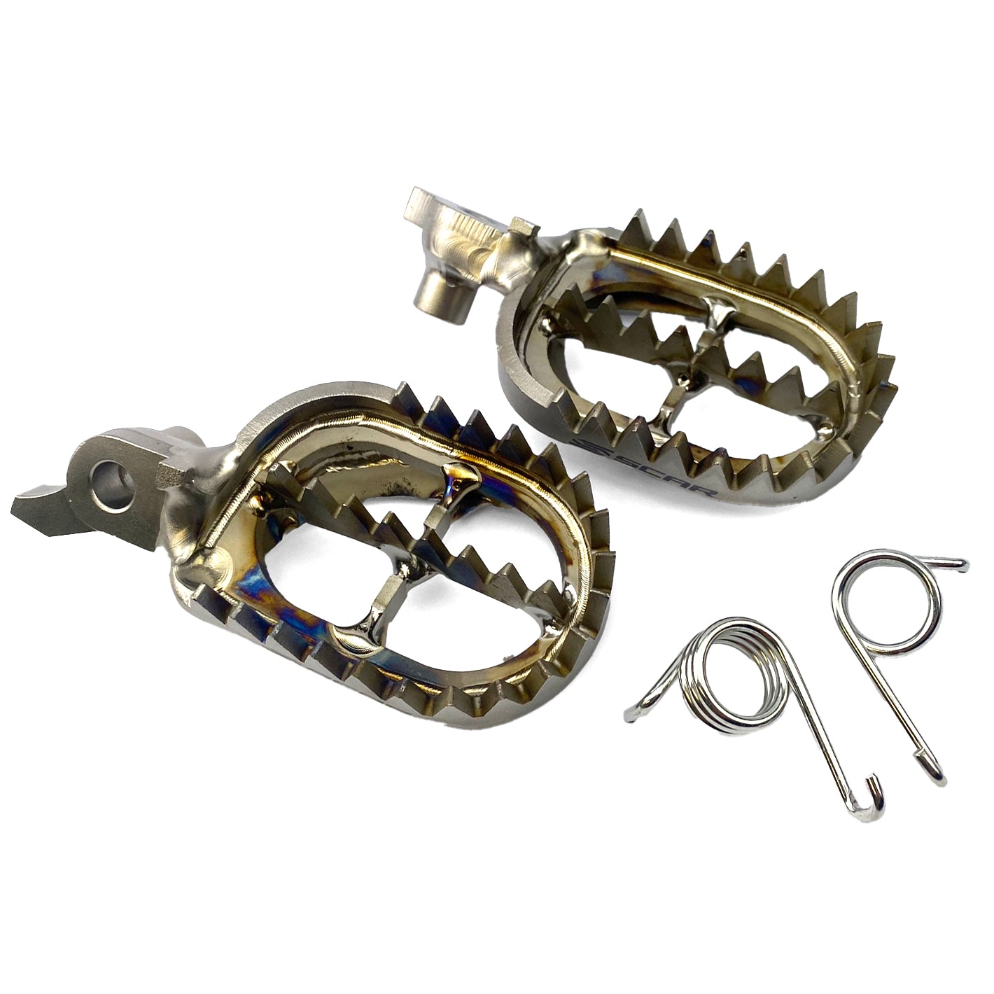 TITANIUM FOOTPEGS GRIPPER 23-26 FANTIC YAMAHA XXF WR YZ F FX 250 450 60mm WIDE 27 TEETH SCAR S1517