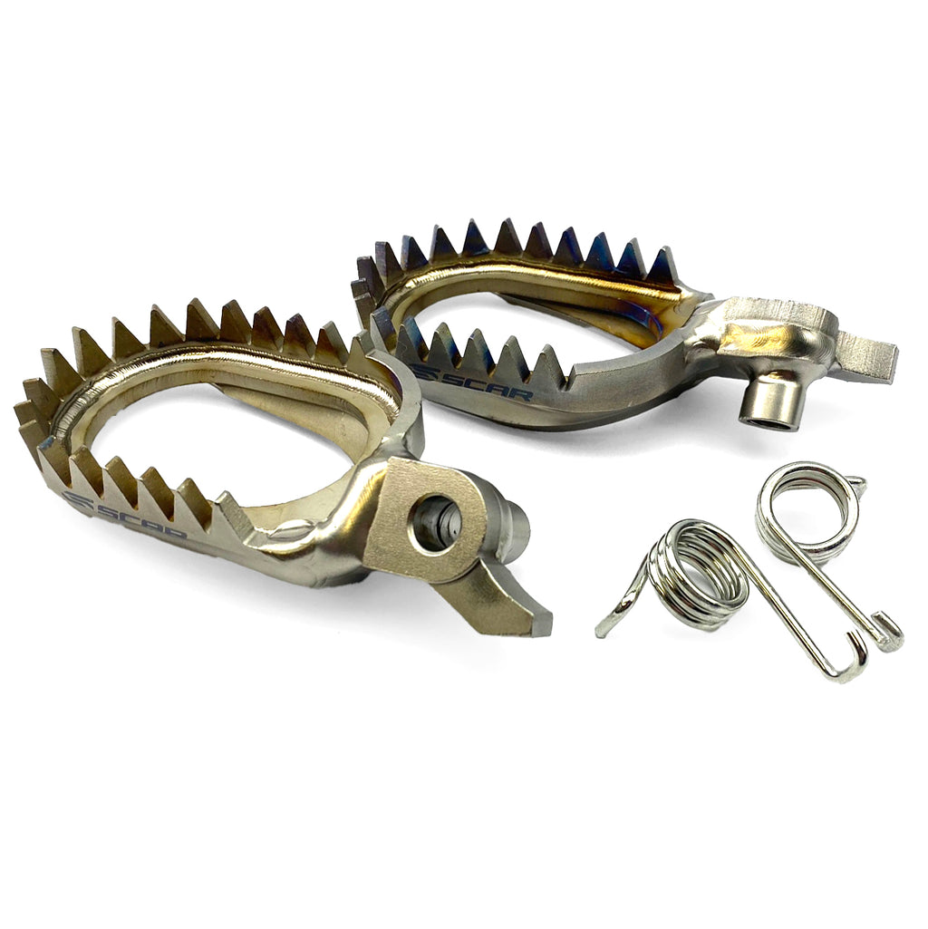 TITANIUM FOOTPEGS ANTI-MUD 23-26 FANTIC YAMAHA XXF WR YZ F FX 250 450 60mm 18 TEETH SCAR S1517AM