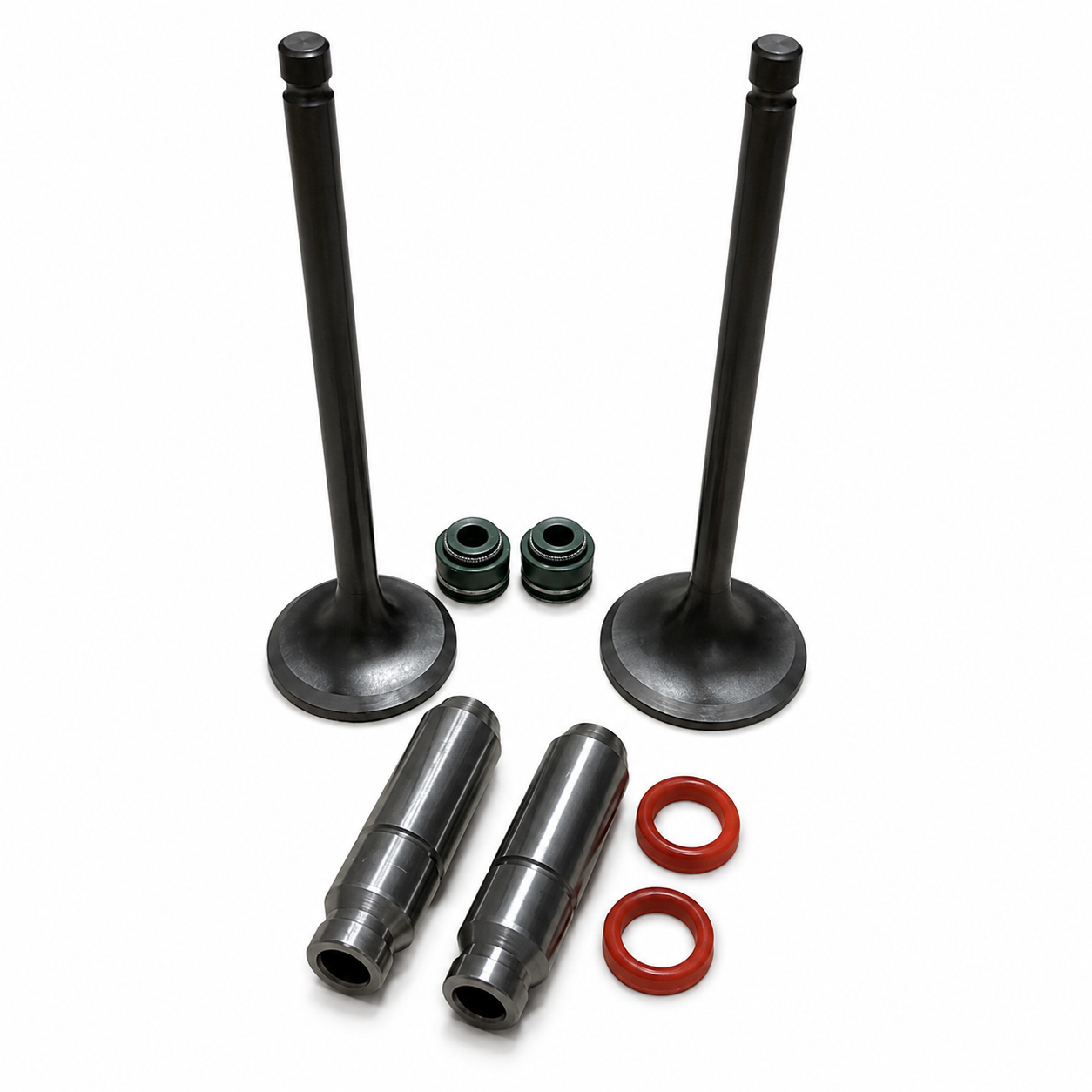 VALVE SET INTAKE EXHAUST & VALVE SEALS + GUIDES SUZUKI GN GZ GS DR125 12911-04B00 12912-24400