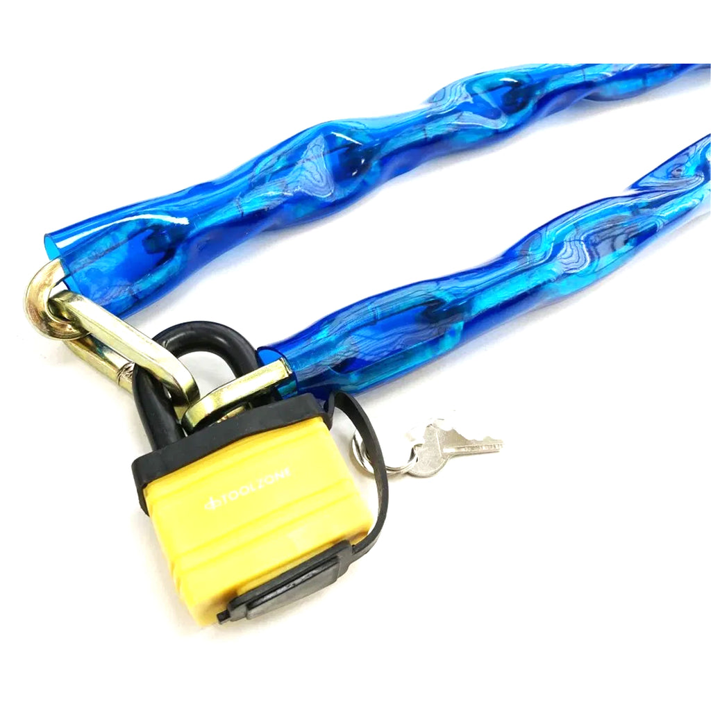 CHAIN PVC 1m x 8mm WITH 50mm LAMINATED PADLOCK - TOOLZONE KDPLK071