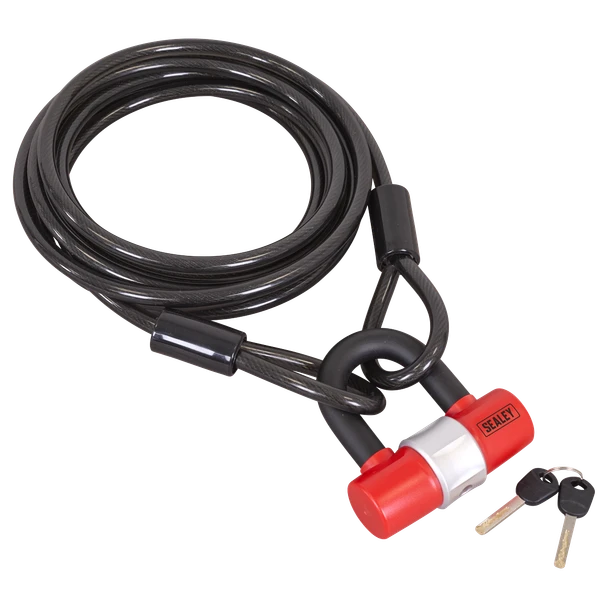 MOTORCYCLE CABLE LOCK 10mm X 5m CUT-RESISTANT HIGH-SECURITY PADLOCK & KEY SET 5000MM LONG WIRE
