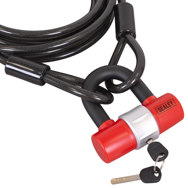 MOTORCYCLE CABLE LOCK 10mm X 5m CUT-RESISTANT HIGH-SECURITY PADLOCK & KEY SET 5000MM LONG WIRE