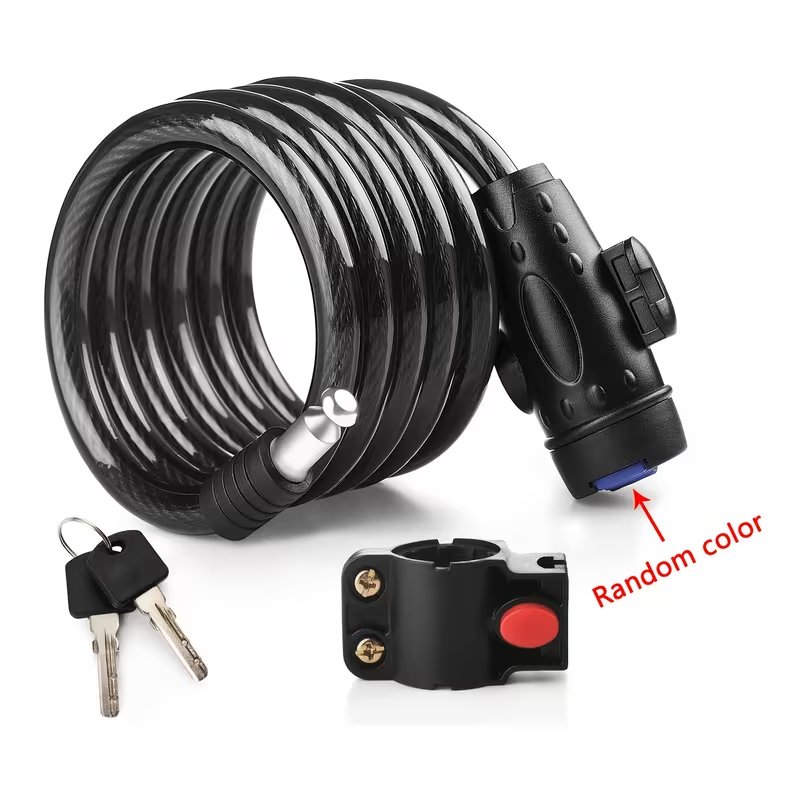 CABLE LOCK 10mm X 1200mm ANTI-THEFT COILED KEYED 2 KEYS