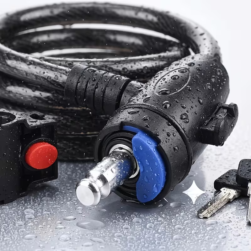 CABLE LOCK 10mm X 1200mm ANTI-THEFT COILED KEYED 2 KEYS