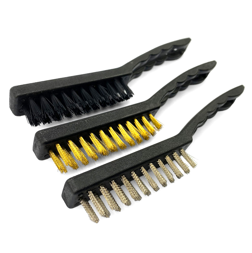 BRISTLE BRUSH SET 3PC 9 ASSORTED BRASS NYLON STEEL - TOOLZONE KDPBR050