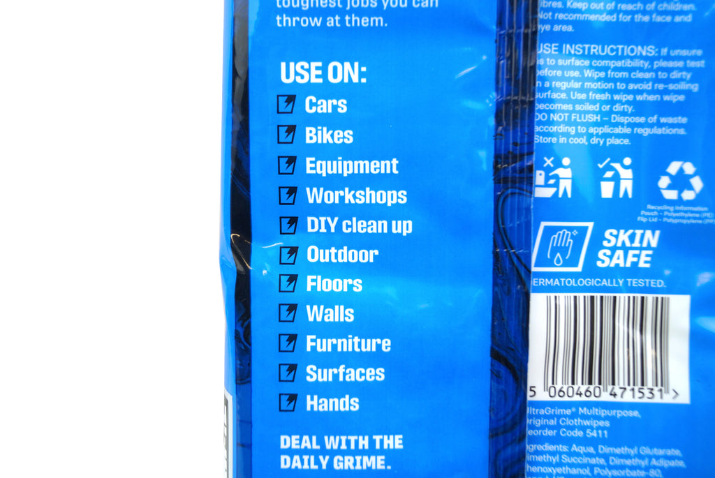 ULTRAGRIME WIPES 40PK XXL, Multi-Purpose Original Clothwipes 40pk, 2931138CM x 25CM HAND WIPES