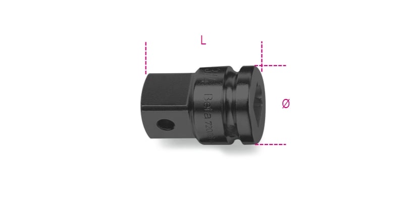 Impact Adaptor, 1/2 Female to 3/4 Male Drives, 44mm Length - Beta Tools 720/16