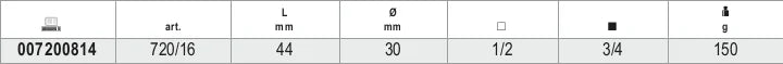 Impact Adaptor, 1/2 Female to 3/4 Male Drives, 44mm Length - Beta Tools 720/16